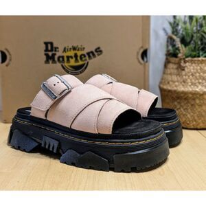 Dr. Martens Powder Pink Suede Mattison Platform Slide Sandals UK 6 NIB
